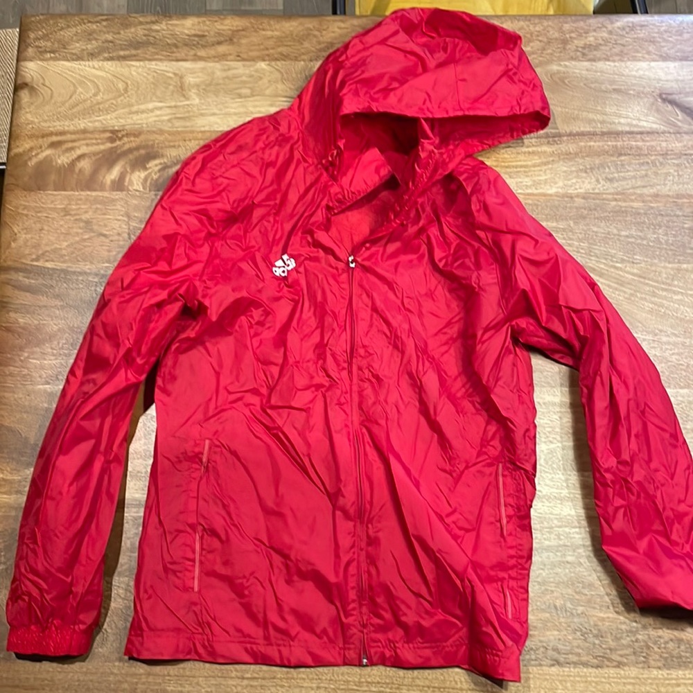 Adidas Windproof Jacket With Zipped With Hood S22278 Red Polyamide Mens Size M